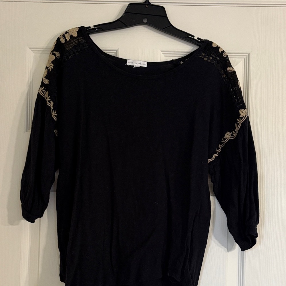 Chic Black Women's Blouse with Embroidery